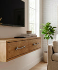 Living room with wooden cabinet featuring 10 Pack Zinc Alloy Twig Branch Cabinet Knob Set In Silver Decorative Pull Handles For Cabinets