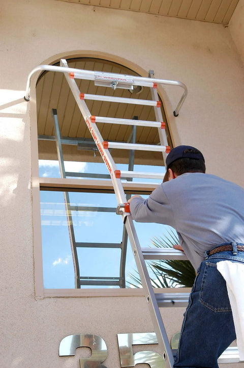 Heavy Duty Aluminum Ladder Wall Standoff Stabilizer That Goes The Extra Yard For Safe Window Reach Solid As A Rock Construction No Fuss Setup For Daily Grind Job Sites Works Like A Charm Up High
