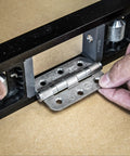 Adjustable Modular Door Hinge Router Jig For Timber Doors Fits Six Foot Eight Height Square And Ten Millimeter Radius Hinges, showcasing hinge placement.