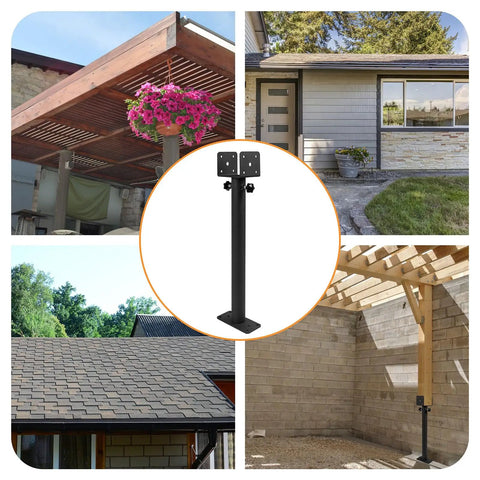 Adjustable Roof Riser Brackets for Pergola Roof Mounts and Beam Brackets, Tough As Nails Three And One Half Inch Saddle Black, 0 to 180 Degree Angle, Rotating Horizontal Support Pole, All Weather Outdoor Pergola Hardware