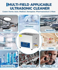 Stainless Steel 10L Commercial Ultrasonic Cleaner Machine With Timer And Heater for multi-field application including medical and repair use.