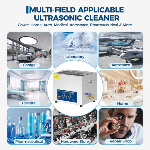 Stainless Steel 10L Commercial Ultrasonic Cleaner Machine With Timer And Heater for multi-field application including medical and repair use.