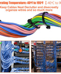 12 Inch Heavy Duty Zip Ties With 50 Lbs Tensile Strength securing colorful cables with temperature infographic