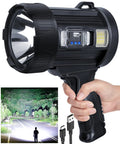 Rechargeable Spotlight 2 Million Lumens Handheld Searchlight With Solar Panels For Boating Camping Hunting And Power Outages