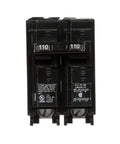 110 Amp Double Pole Plug-In Circuit Breaker 120/240 Volt, 22 kAIC, Type QT QP, 1/2 Inch Frame, Twin Breaker front view