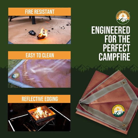 Under Grill Fire Pit Mat For Outdoor Deck And Grass Protection, Portable Ember Mat For Fire Pits, fire-resistant and easy to clean.