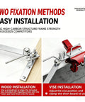 Compact Manual Rebar Bender And Wire Bending Jig For Garages Desktop Tubing Forming Tool displayed showing wood and vise installation methods.