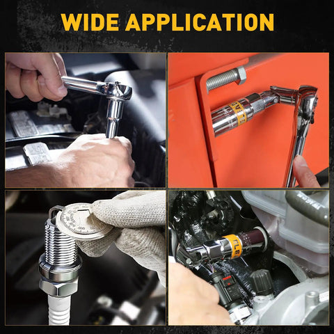Using Three Eighths Inch Drive Spark Plug Socket Set With Universal Joint And Six Inch Extension Bar SAE And Metric Sockets In Engine
