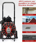 Heavy Duty 550W Drain Cleaning Machine with 100 Ft Steel Cable for Kitchen Drains, Roof, Floor, and Outdoor Sewer clearing.