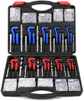 Sedy Helicoil thread repair kit in a black case; blue and red hex keys, taps, drill bits, and insert boxes.
