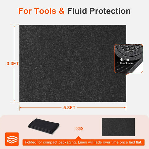 Heavy Duty Oil Spill Mat For Garage Floor 3x5 Ft Extra Thick Absorbent With Anti Slip Rubber Backing Reusable Under Car Leak Pad