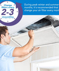 Man installing Twenty By Thirty By One Merv Eleven Air Filter Six Pack Fits Actual Size Nineteen Three Quarter By Twenty Nine Three Quarter Inches
