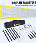 Backyard Badminton Set With Pro Grade Net, 4 Rackets, Shuttlecocks And Carrying Bag In Yellow For Durable Outdoor Play