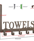 Over The Door Towel Hooks And Wall Mount Rack Heavy Duty Robe Hangers For Bathroom Organizer with TOWELS sign and dimensions