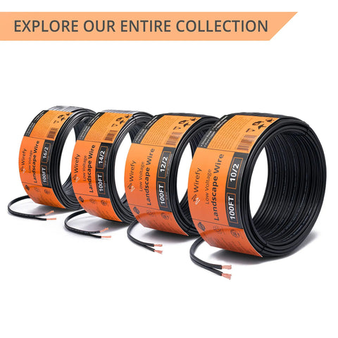 16 Gauge 2 Conductor Low Voltage Landscape Wire 100 Feet Pure Copper Outdoor Direct Burial Cable rolls with labels