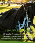 Heavy Duty Tricycle Cover For Adults 420D Waterproof All Weather Protection Windproof And UV Resistant Universal Fit For Electric Trikes And 3 Wheel Bikes Ideal For Outdoor Storage on adult trike