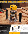 Premium Dual Handle Router Base Plate Compatible With DeWalt DWP611 And DCW600B Compact Routers, 6x10 inch with black handles.