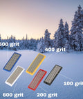 Moonflex Diamond Stones 70 mm Full Set Of Five For Ski And Snowboard Edge Tuning Pro Grade in snow with grit labels