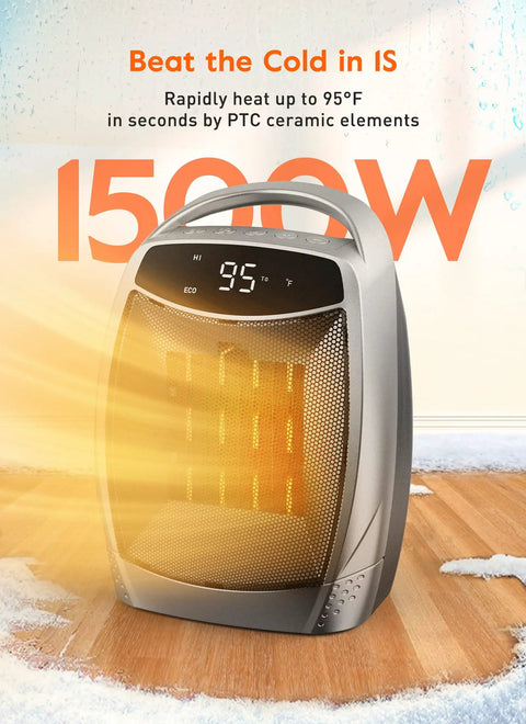 Portable 1500W Space Heater For Desk And Room With 4 Modes And Timer Personal Electric Heater ECO Mode For Energy Saving