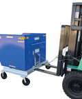 Built Tough Steel Tilting Hopper Forklift Skips Debris And Trash Two Thousand Pound Load Capacity One Point Five Cubic Yards attached to a forklift.