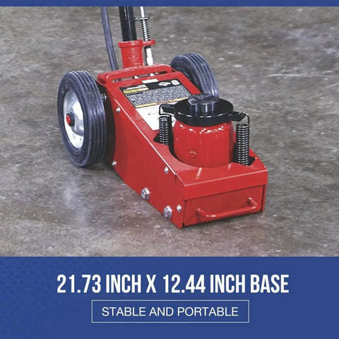 21.73 x 12.44 inch base of 22 Ton Quick Lift Air Hydraulic Service Floor Jack For Heavy Duty Cars Trucks And SUVs With Rapid Rise