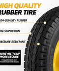 Close-up of Universal 4.80/4.00-8 Pneumatic Tire And Wheel Assembly 16 Inch showing non-slip and pressure-resistant rubber design.