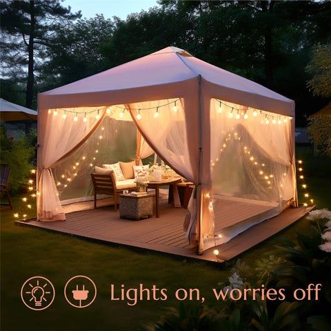 10x10 Pop Up Canopy Tent With Netting Quick Setup Instant Gazebo Shelter EZ Up Screen House With Carry Bag Height Adjustable for Outdoor Patio