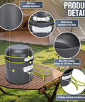 Trail Ready 16 Piece Camping Cookware Set with nonstick BPA-free anodized aluminum pots and pans, outdoor picnic scene.