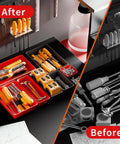 69 Piece Tool Organizer Set With 5 Sizes For Drawer Desk Tray Rolling Chest And Toolbox Storage In Black And Red Bins
