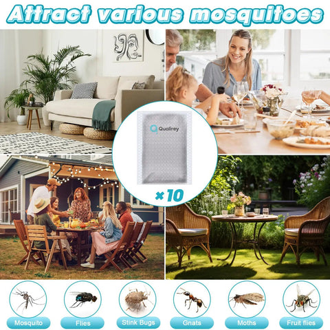10 Pack Mosquito Attractant Refill For Bug Zappers Long Lasting CO2 Scent Lures in indoor and outdoor settings.
