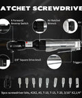 Knuckle Buster 71 Piece Pneumatic Air Tool Kit Featuring 1/2 Inch Impact Wrench 150Mm Air Hammer And Quick Action Die Grinder With Full Socket Set For Guys ratchet screwdriver with 3/8 inch square drive anvil and included screwdriver bits
