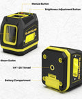 Self Leveling Green Cross Line Laser Level With Tripod For Hanging Pictures And Home Renovation Projects Pro Grade Power Display Battery Included Indoor Construction Tool For Fast Precise Alignment, black yellow cube