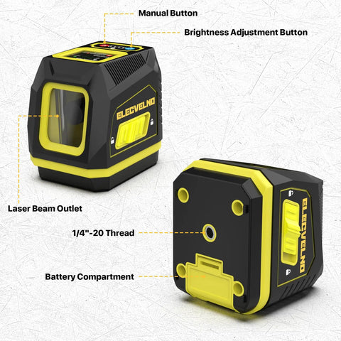 Self Leveling Green Cross Line Laser Level With Tripod For Hanging Pictures And Home Renovation Projects Pro Grade Power Display Battery Included Indoor Construction Tool For Fast Precise Alignment, black yellow cube