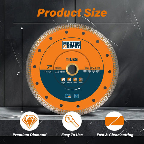 7 Inch Ultra Thin Turbo Mesh Diamond Blade With Top Notch Cutting Power For Porcelain Ceramic Marble Granite 2 Pack