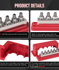 Two Pack 600 Amp Bus Bar Power Distribution Block for 12 to 48 Volt Systems Marine Boat RV and Automotive Use with Waterproof Cover Quick Mount Six M10 Studs Red and Black Terminal Block