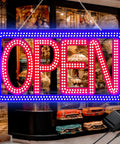 16.5 By 9 Inch Horizontal LED Open Sign For Biz, Ultra Bright And Dimmable Store Sign With Four Scene Modes And Included Power Adapter
