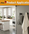 Heavy Duty Magnetic Hooks holding towel and oven mitt on kitchen fridge, Neodymium strength for metal surfaces, no drill install