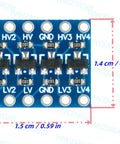 Four Channel Bidirectional Logic Level Shifter Module 3.3V To 5V And 5V To 3.3V front view with dimensions