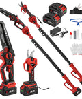 Heavy Duty 4 In 1 Cordless Pole Saw And 8 Inch Electric Chainsaw With Badass Pruning Shears Plus Two Long Lasting Batteries.