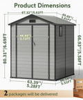 6x6 Ft Plastic Outdoor Storage Shed With Transparent Roof No Hassle Setup Resin Shed With Lockable Floor And Double Doors For Your Backyard Garden Patio Or Lawn product dimensions illustration.