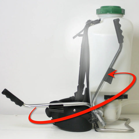 Side view of Tree Turf Pro Commercial Backpack Sprayer With Control Flow Valve Technology, 4 Gallon Translucent White Tank