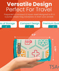 PreparaKit Travel First Aid Kit for Kids, teal trim, 75-piece, compact TSA-approved