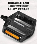 Mountain Bike Pedals Set Of 2 Lightweight Alloy Replacement Pedals With Reflectors In Black Durable Build Fits One Half Inch