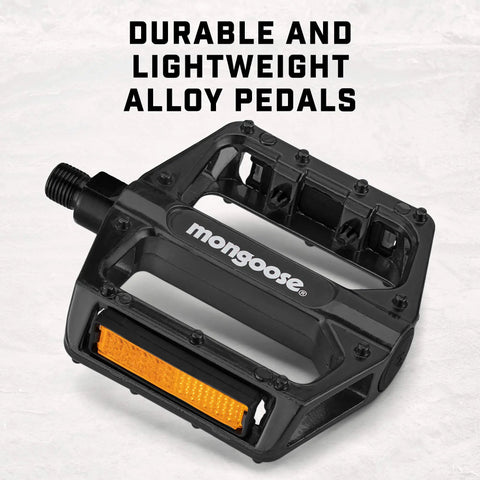 Mountain Bike Pedals Set Of 2 Lightweight Alloy Replacement Pedals With Reflectors In Black Durable Build Fits One Half Inch