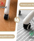 Comparison of office chair wheel on damaged hardwood and protected surface with Office Chair Mat For Hardwood Floors 60 By 45 Inches.