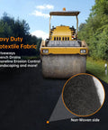 Heavy Duty Weed Barrier Landscape Fabric 4 Ft By 100 Ft Double Layer Ground Cover For Garden Beds And Driveways Pro Grade Woven Geotextile Weed Control Mat in use under road compactor