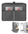 Beefed Up Heavy Duty Dust Cover For Nespresso Vertuo Next And Plus Deluxe Coffee Machines With Waterproof Outer Layer Pearl Cotton Lining And Two Front Pockets Dark Grey front view with pockets
