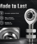 Three Quarter Inch Rod End Bearings Heim Joints Set Of Two With Right Hand Thread Sixteen Threads Per Inch Bore Zinc Plated Steel close-up