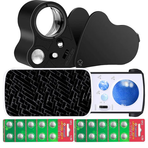 Two Pack Jewelers Loupe With Light 30X 60X 90X Triple Magnification For Coin Diamonds Gems Jewelry And Stamps Includes Spare Batteries