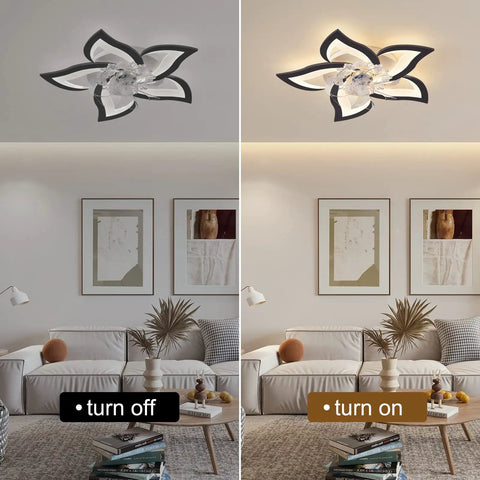 Modern Flush Mount Ceiling Fan With Lights LED 3 Color Temperature 6 Speeds 50W 24.4 Inch Ultra Quiet Ceiling Fan in living room